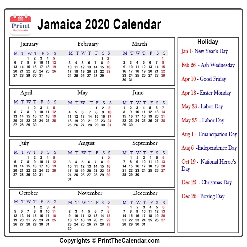 Jamaican Calendar 2022 - April 2022 Calendar